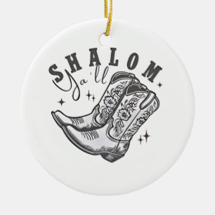 Shalom Y'all Cowboy Jüdisches Chanukka-Western Keramik Ornament