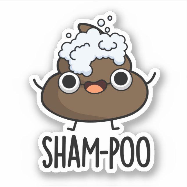 Sham-poo Funny Gekackt mit Shampoo Blasen Pub Aufkleber (Vorderseite)
