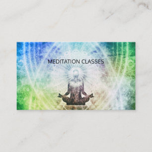 Shaman umgeben von Lichtmedizin und Yoga Visitenkarte