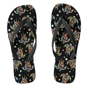 Shamanic Meeresschildkröte-Muster + Ihre Rückseite Flip Flops