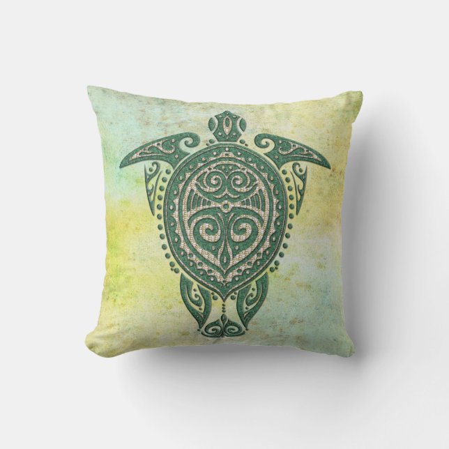 Shamanic Sea Turtle Symbol + Ihre Ideen Kissen (Vorderseite)