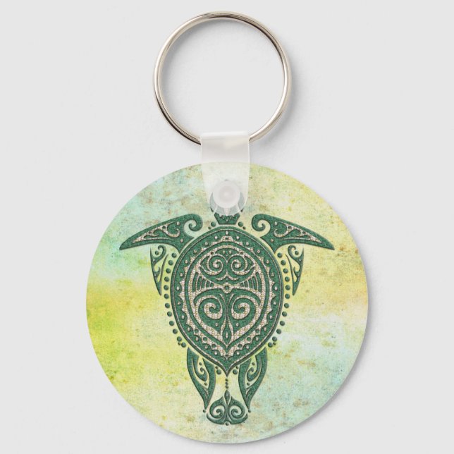 Shamanic Sea Turtle Symbol + Ihre Ideen Schlüsselanhänger (Vorderseite)