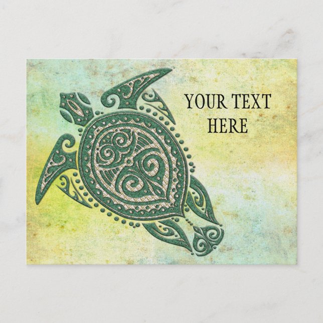 Shamanic Sea Turtle Symbol + Ihre Ideen & Texte Postkarte (Vorderseite)