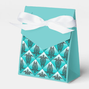 Shamanic Sea Turtles Pattern - cyan Geschenkschachtel