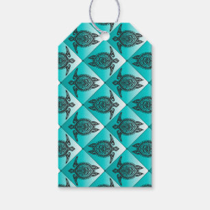 Shamanic Sea Turtles Pattern - cyan + Ihre Idee Geschenkanhänger