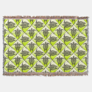 Shamanic Sea Turtles Pattern - Green Decke