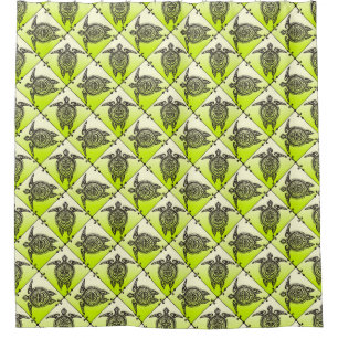 Shamanic Sea Turtles Pattern - Green Duschvorhang