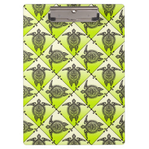 Shamanic Sea Turtles Pattern - Green Klemmbrett