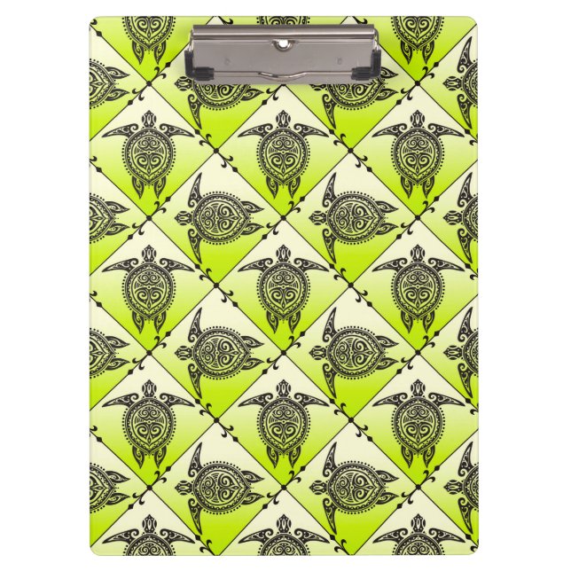 Shamanic Sea Turtles Pattern - Green Klemmbrett (Vorderseite)