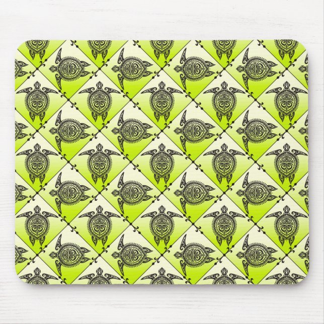 Shamanic Sea Turtles Pattern - Green Mousepad (Vorne)