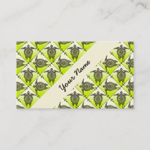 Shamanic Sea Turtles Pattern - Green Visitenkarte