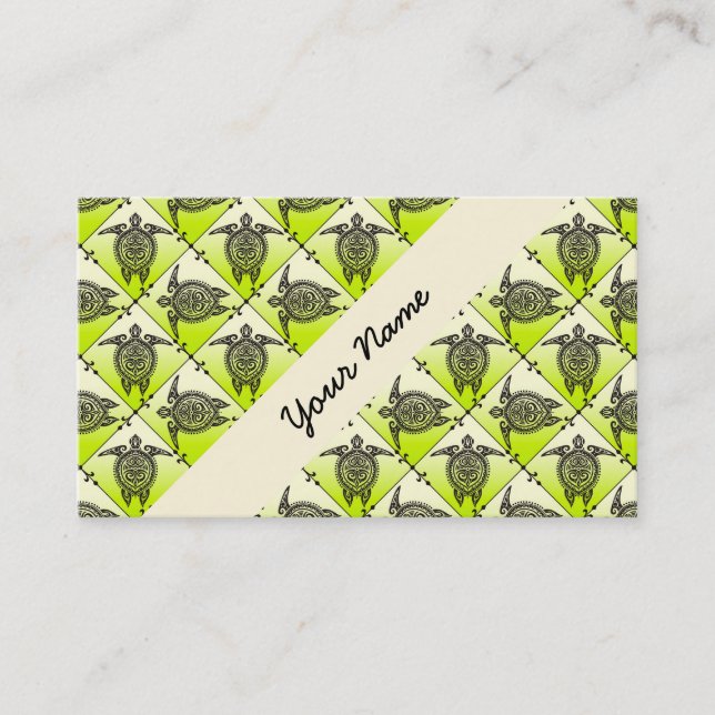 Shamanic Sea Turtles Pattern - Green Visitenkarte (Vorderseite)