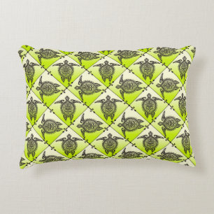 Shamanic Sea Turtles Pattern - Green Zierkissen
