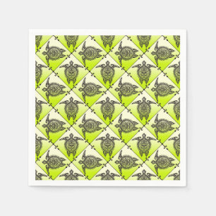 Shamanic Sea Turtles Pattern - grün + Ihre Idee Serviette