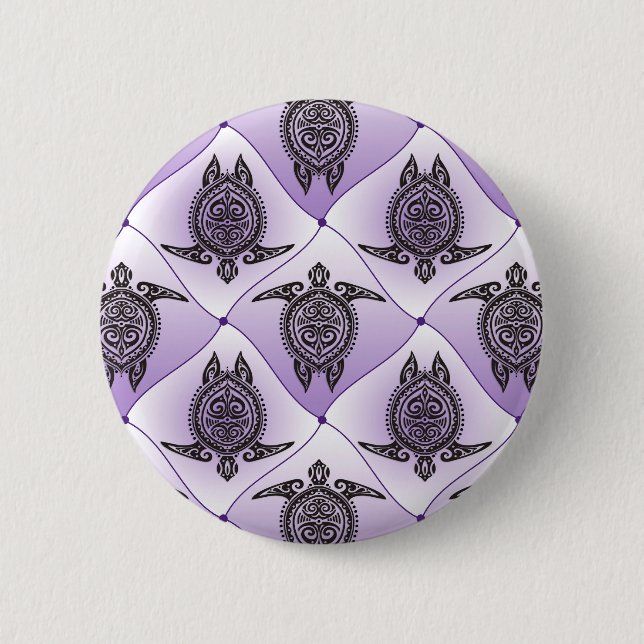 Shamanic Sea Turtles Pattern - violet Button (Vorderseite)