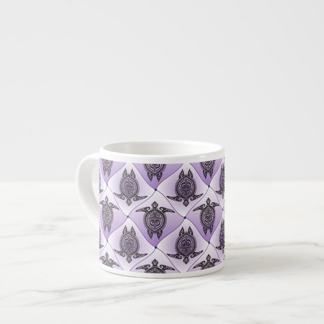 Shamanic Sea Turtles Pattern - violet Espressotasse (Vorderseite Links)