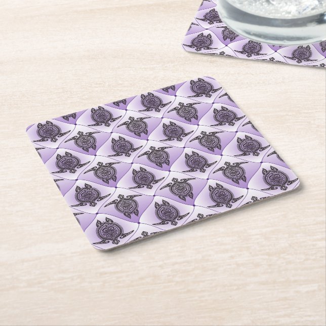 Shamanic Sea Turtles Pattern - violet Rechteckiger Pappuntersetzer (angewinkelt)