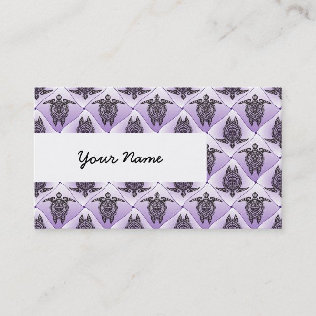 Shamanic Sea Turtles Pattern - violet Visitenkarte (Vorderseite)