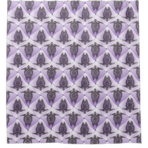 Shamanic Sea Turtles Pattern - violett Duschvorhang
