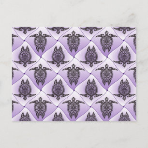 Shamanic Sea Turtles Pattern - violett Postkarte