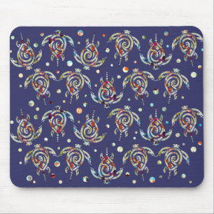 Shamanic Sea Turtles Pattern + your backgr. color Mousepad