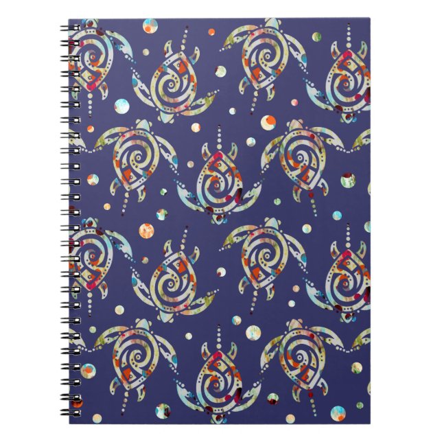 Shamanic Sea Turtles Pattern + your backgr. color Notizblock (Vorderseite)