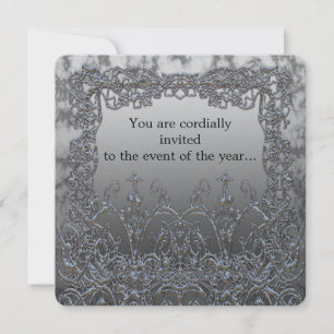 Shampton Elegant Metallic Silver Party Einladung