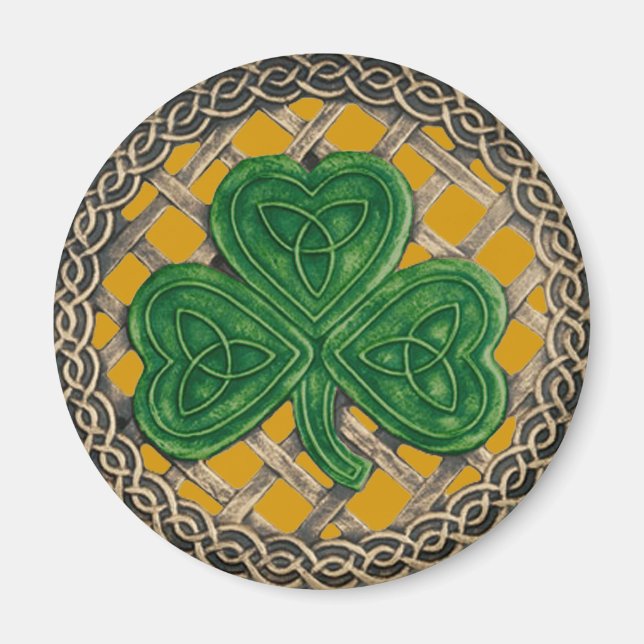 Shamrock and celtic Knots Aimant or (Devant)
