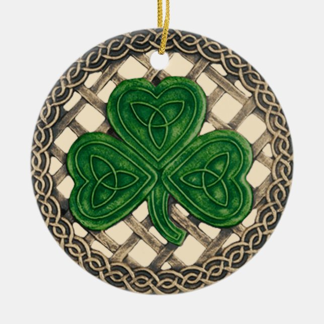Shamrock And Celtic Knots Ornament Beige (Vorne)