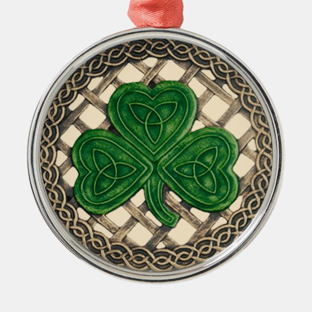 Shamrock And Celtic Knots Ornament Beige (Vorne)