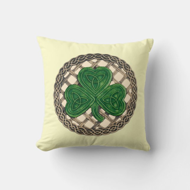 Shamrock beige Et Noeuds Celtiques Coussin réversi (Recto)