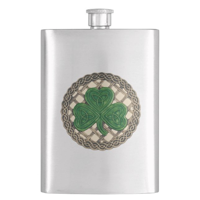 Shamrock Beige Sur Flacon De Noeuds Celtiques (devant)