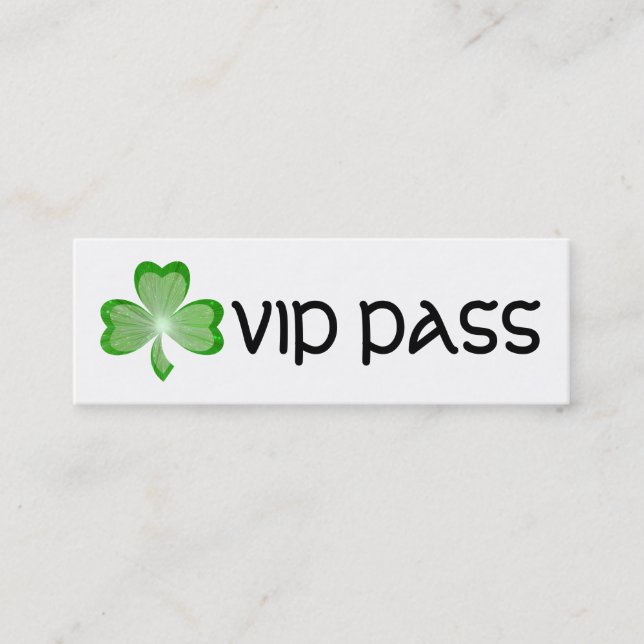 Shamrock blanc 'VIP PASS' carte de visite maigre (Devant)