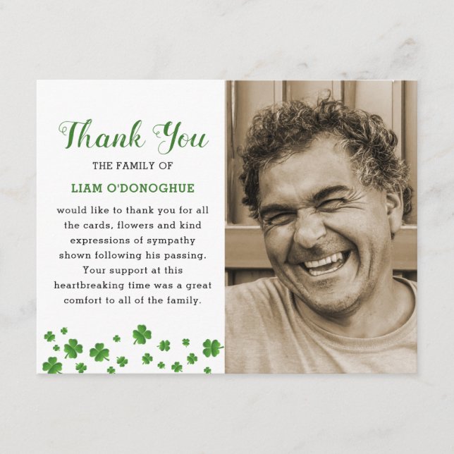 Shamrock Clover | Merci de photos funéraires irlan (Devant)
