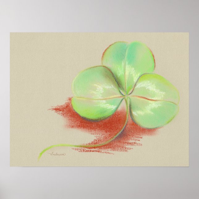 Shamrock Clover Pastel Drawing Poster (Vorne)