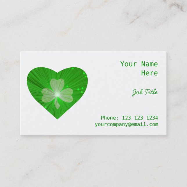 Shamrock Coeur carte de visite côté blanc (Devant)