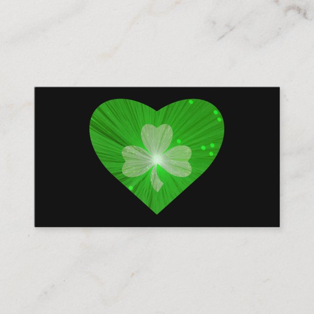 Shamrock Coeur carte de visite noir (Devant)