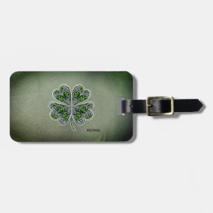 Shamrock Colover St.Patrick`s Day Grüne Ledertasch Gepäckanhänger