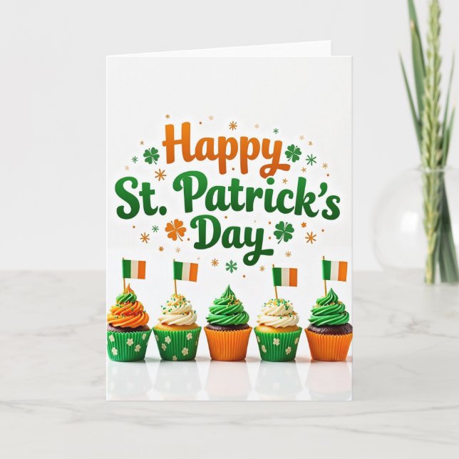 Shamrock Cupcake Pattern Card Karte (Vorderseite)