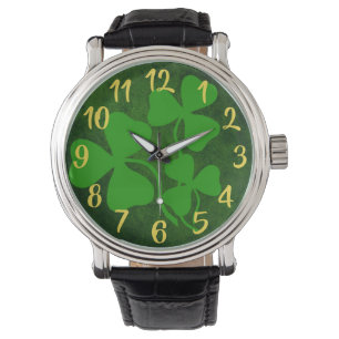 Shamrock de café irlandais/trèfle vert, montre irl