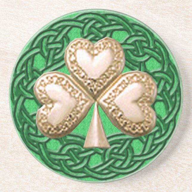 Shamrock d'or sur le Dessous de verre de noeuds ce (Devant)