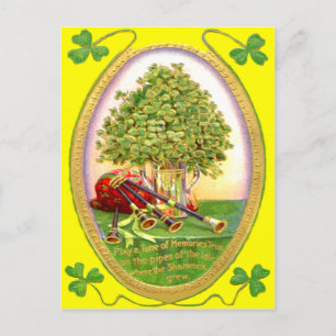 Shamrock Dudelsack Gold Grün Postkarte