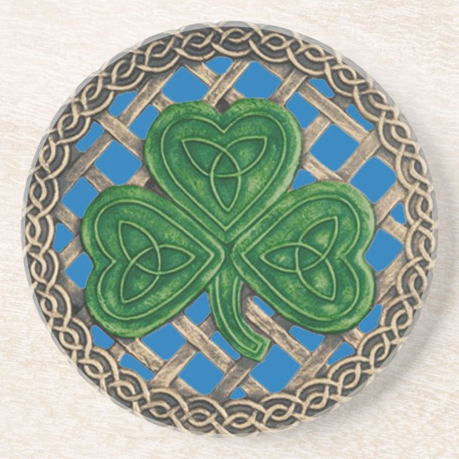 Shamrock Et Noeuds Celtiques Dessous de verre Bleu (Devant)