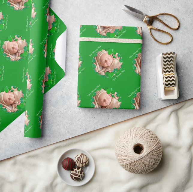 Shamrock Green Frame * Photo Wrapping Paper Geschenkpapier (Kunsthandwerk)