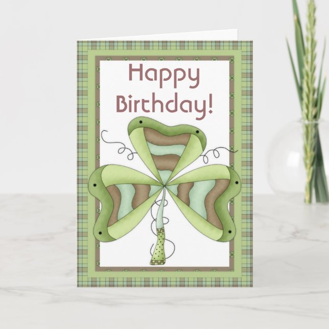Shamrock irlandais 1 Bonne mars Carte d'anniversai (Devant)