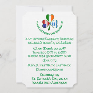Shamrock Israel Irland USA Flag Text personalisier Einladung