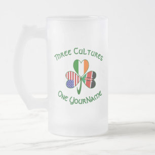 Shamrock Kenia Irland USA Flaggen Personalisierter Mattglas Bierglas