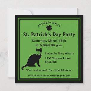 Shamrock Kitty St. Patrick's Day Invitation