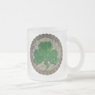 Shamrock, Lattice Et Noeuds Celtiques Sur Mug Gris