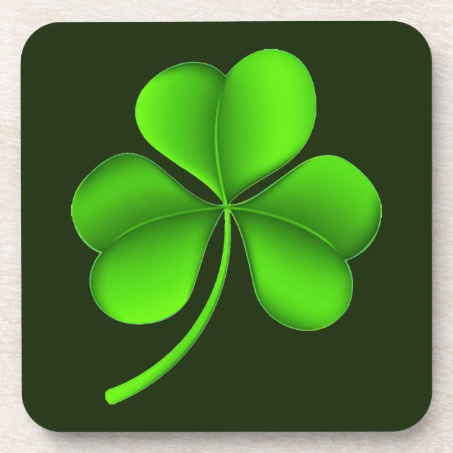 Shamrock on Dark Green Coastercn Getränkeuntersetzer (Vorderseite)